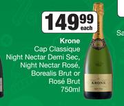 Krone Cap Classique Night Nectar Demi Sec,Night Nectar Rose,Borealis Brut Or Rose Brut-750ml Each