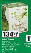 Olive Brook Carnival Natural Dry White, Sweet White Or Sweet Rose-5L Each
