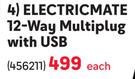 Electricmate 12 Way Multiplug With USB-Each