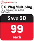 Power Worx 6 Way Multiplug-Each