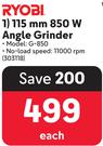 Ryobi 115mm 850W Angle Grinder G-850-Each