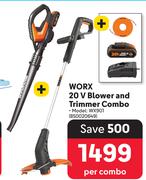 Worx 20V Blower & Trimmer Combo WX901-Per Combo