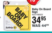 Safety 1st Baby On Board Sign