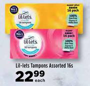 Lil-Lets Tampons Assorted-16's Pack Each