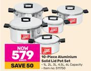 Hart 10 Piece Aluminium Solid Lid Pot Set-Each
