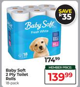 Baby Soft 2 Ply Toilet Rolls-18 Pack