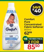 Comfort Pure Concentrated Fabric Softener-For 2 x 800ml