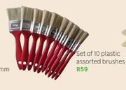 Set Of 10 Plastic Assorted Brushes