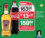 Red Heart Spiced 750ml & Coca Cola 1L-Per Combo