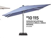 Naterial Umbrella LED With Base Aluminium-290cm x 290cm