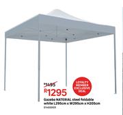 Naterial Gazebo Steel Foldable White-L 295cm x W 295cm x H 205cm