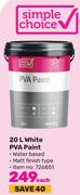 Simple Choice 20L White PVA Paint-Each