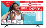 Hisense 58" (147cm) UHD Smart TV-On 250GB Home Internet L Top Up