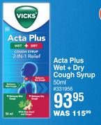 Vicks Acta Plus Wet + Dry Cough Syrup-50ml