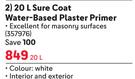 Plascon 20L Sure Coat Water Based Plaster Primer-Each