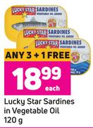 Lucky Star Sardines In Vegetable Oil-120g Each