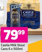 Castle Milk Stout Cans- 6 x 500ml