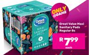 Great Value Maxi Sanitary Pads Regular-8s Each