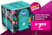 Great Value Maxi Sanitary Pads Regualr-8s Each