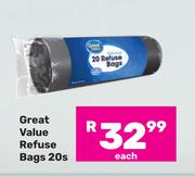 Great Value Refuse Bags-20s Each