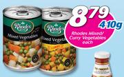 Rhodes Mixed/Curry Vegetables-410g Each