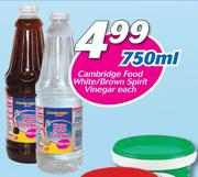 Cambridge Food White/Brown Spirit Vinegar-750ml Each