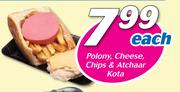 Polony, Cheese, Chips & Atchaar Kota-Each
