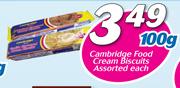 Cambridge Food Cream Biscuits Assorted-100g Each