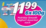 Nutriday Smooth Yoghurt Assorted-6x100g Each