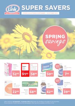 Link Pharmacy : Spring Savings (26 Sep - 14 Oct 2016), page 1