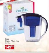 Crystal 2.4Ltr Rose Water Filter Jug