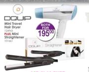 Dquip Mini Travel Hair Dryer + Mini Straightener-For Both