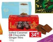Salted Caramel Or Chocolate Ginger Thins-150g Each
