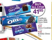 Cadbury Dairy Milk Oreo Slab-120g + Oreo Cookies-176g + Bubbly Oreo-95g