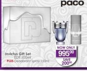 Paco Invictus Gift Set EDT 100ml Plus Deodorant Spray 150ml