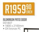 Aluminium Patio Door DO1807-Each