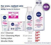 Nivea 3-In-1 Cleansing Wipes-25 Per Pack
