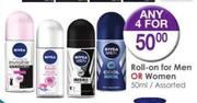 Nivea Roll-On For Men Or Women-4x50ml