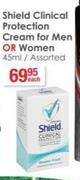 Shield Clinical Protection Cream For Men Or Women-45ml Each