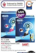 Oral-B Pro 2 2500 Powerbrush + Bonus travel Case-Each