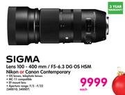 Sigma Lens 100-400mm/ F5-6.3 DG OS HSM Nikon Or Canon Contemporary-Each