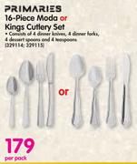 Primaries 16 Piece Moda Or Kings Cutlery Set-Per Pack