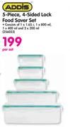 Addis 5 Piece, 4 Sided Lock Food Saver Set-Per Set