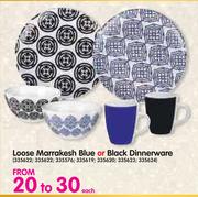 Loose Marrakesh Blue Or Black Dinnerware-Each