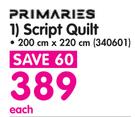 Primaries Script Quilt 200x220cm-Each