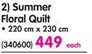 Primaries Summer Floral Quilt 220 x 230cm-Each