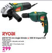 Ryobi 650W 115mm Angle Grinder HG-650 or 500W Impact Drill HID-500-Each