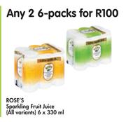Rose's Sparkling Fruit Juice (All variants) 6x330ml-For 2 Packs