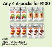 Ceres 100% Fruit Juice Blend (All Variants) 6x200ml-For Any 4