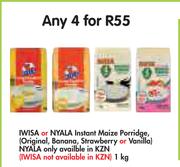 Iwisa Or Nyala Instant Maize Porridge(Original, Banana, Strawberry Or Vanilla)-Any 4 x 1kg